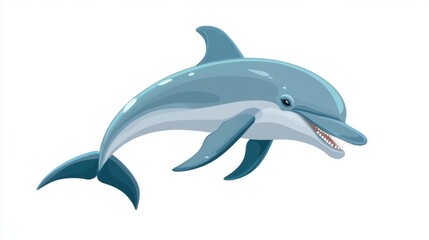 Obraz premium Cartoon dolphin smiling with clean teeth, isolated