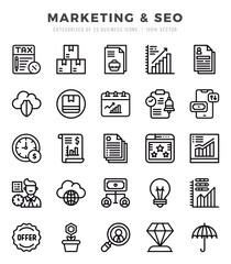 Marketing & SEO elements. Lineal web icon set. Simple vector illustration.