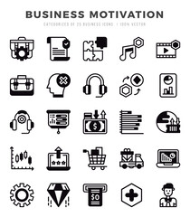 Set of 25 Business Motivation Lineal Filled Icons Pack.