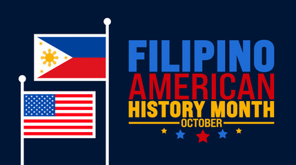 Fototapeta premium Filipino American History Month usa and Philippine flag background or banner design template is observed every year in October. Holiday concept. Template for card, poster, placard, template. eps 10