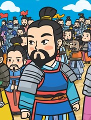 Chibi General Fun: Cute and Funny Chinese Character in Cartoon Illustration