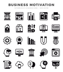 Business Motivation Icons Pack. Lineal Filled icons set. Lineal Filled icon collection set.