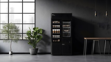Black and White Coffee Vending Machine Mockup