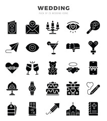 Wedding Icons bundle. Glyph style Icons. Vector illustration.