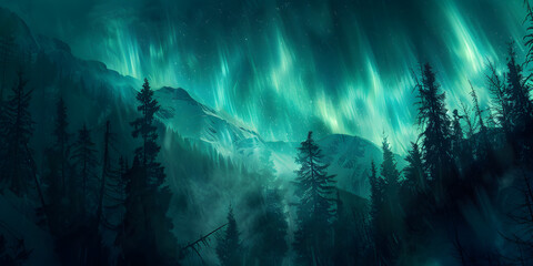 Aurora borealis illuminating the night sky
