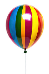 A colorful striped balloon, perfect for a birthday party or celebration.