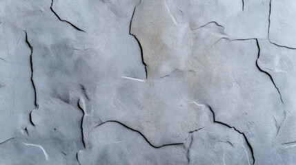 Close-up of a textured concrete wall with irregular, cracked surface patterns. The gray concrete features distinct cracks and a rugged finishes.