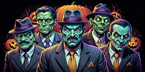 Ghoulish gangsters for a villainous Halloween tee