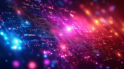 Naklejka premium A colorful image of a computer chip with a blue background