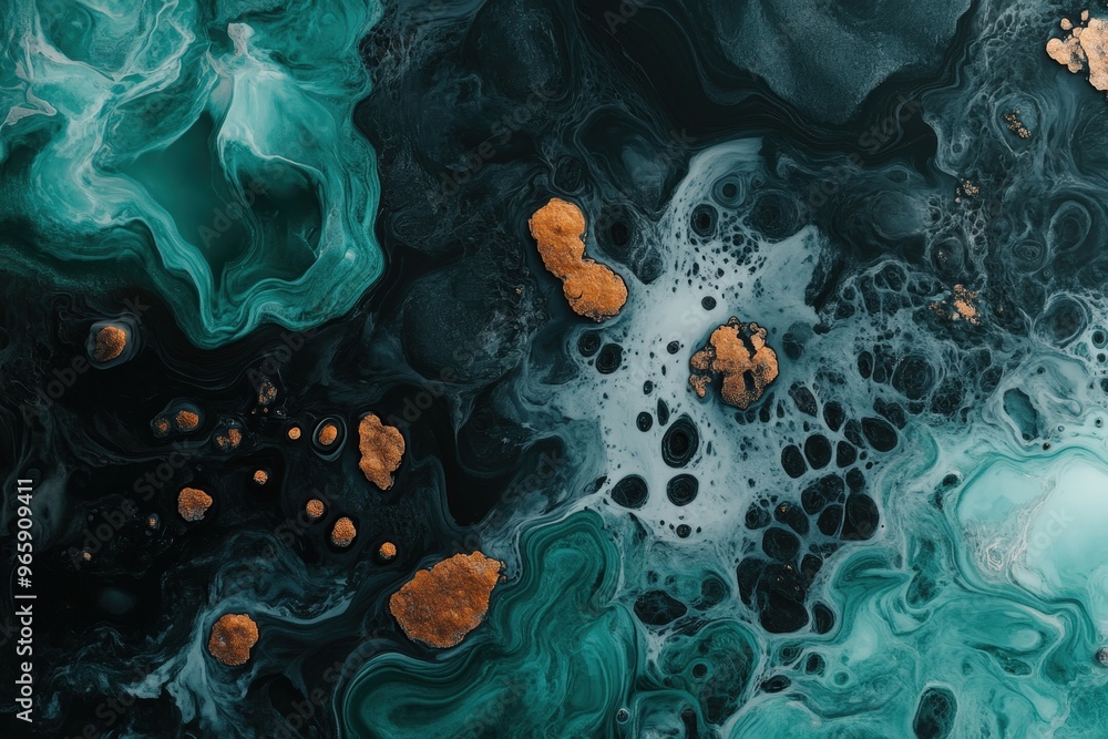 Poster exploring the depths of fluid art: a stunning abstract representation of oceanic dynamics