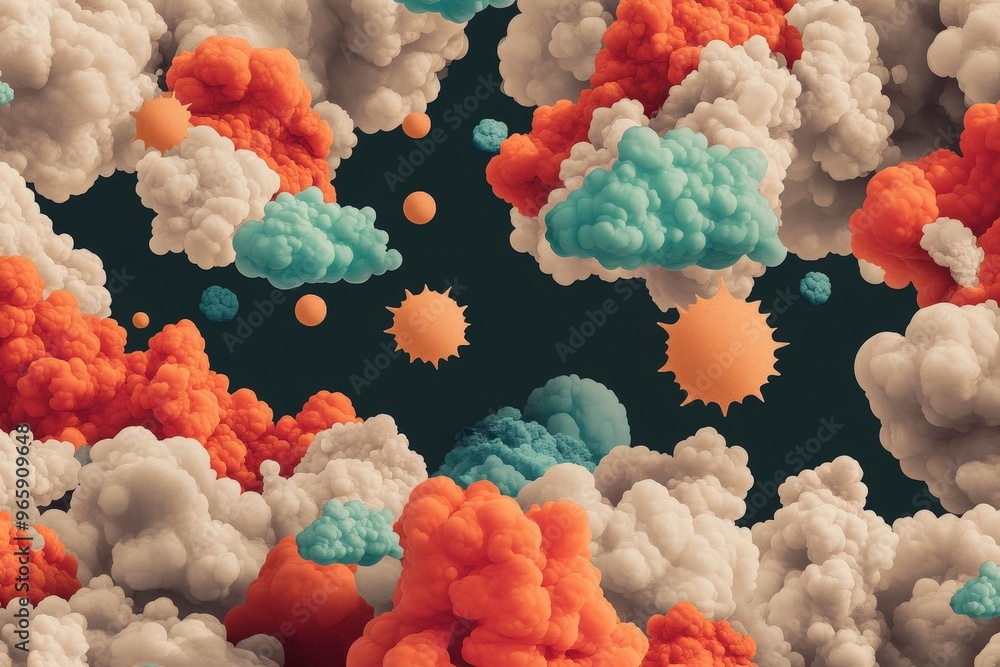 Poster exploring the vibrant world of clouds and celestial bodies in a beautiful abstract composition