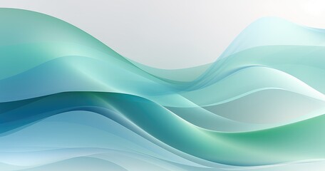 Obraz premium A smooth, flowing abstract design featuring soft waves in shades of blue and green, ideal for backgrounds or digital art.