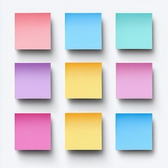 Fototapeta premium A vibrant collection of colorful sticky notes arranged in a grid for organizing thoughts and ideas creatively.