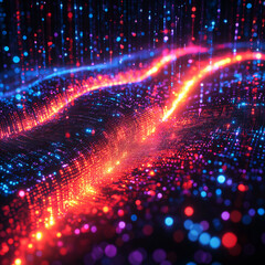 Fototapeta premium A colorful, glowing, and abstract image with a red and blue line