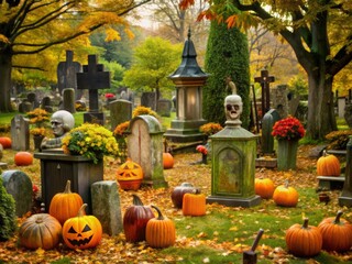 graveyard scenes with halloween theme