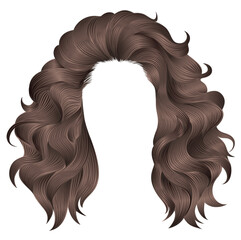trendy woman curly long hair.hairstyle
brown color. fashion beauty style . realistic  3d 