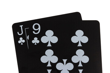 Obraz premium card black game deck point nine club jack nine