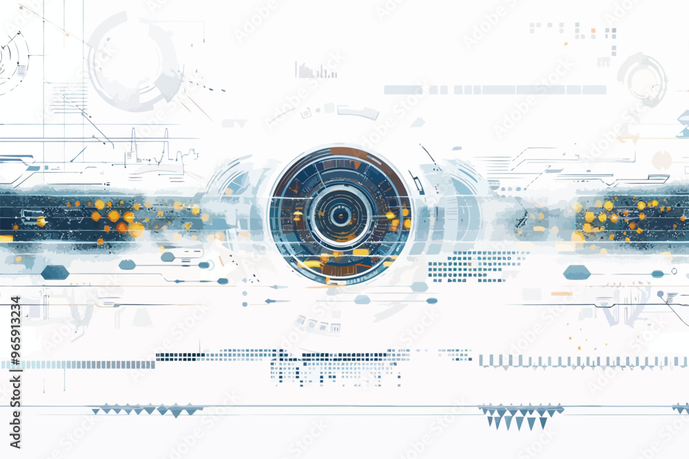 Wall mural digital data visualization with futuristic graphics s isolated