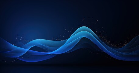 A smooth, flowing abstract design featuring waves of blue with subtle lighting effects, creating a serene digital background.