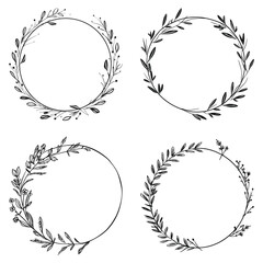 Set of decorative ornamental floral flower frames