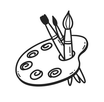 recommend clip art: Vector line art illustration of paint palette