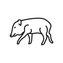 Collared Peccary Outline Icon, Vector illustration