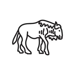 Wildebeest Outline Icon, Vector illustration