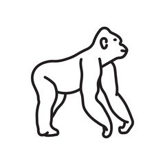 Western Gorilla Outline Icon, Vector illustration