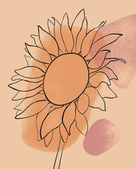 Boho pattern with sunflower 