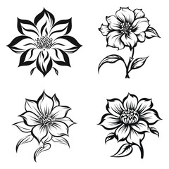 Vector flowers and leaves sketch bouquet of spring flowers and plants