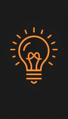 Minimalist icon of a light bulb centered on a solid background, with clean outline. Radiating short, straight lines around the bulb indicating light beams with modern, flat, and vector-based design.
