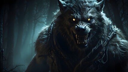 A terrifying werewolf is captured on camera by a night vision device.