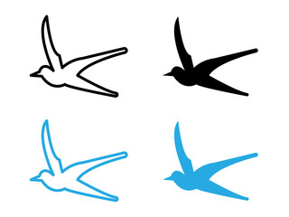 Barn swallow icon black and white vector outline sign