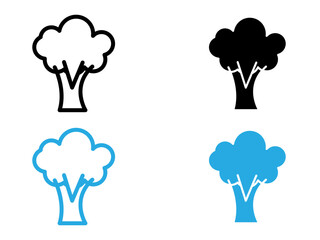 Broccoli icon (2) black and white vector outline sign
