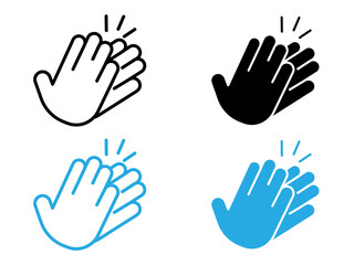 Clapping hand icon black and white vector outline sign