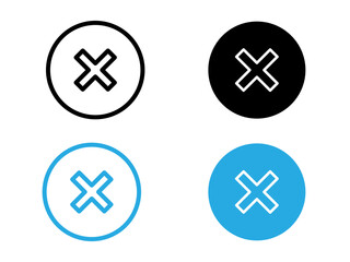 Close button icon black and white vector outline sign