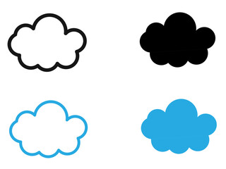 Cloud icon black and white vector outline sign