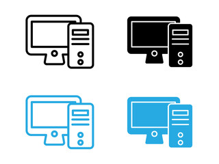 Computer icon black and white vector outline sign