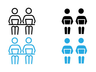 Fototapeta premium Coworking icon black and white vector outline sign