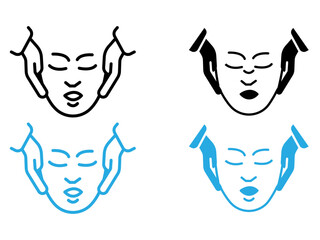 face massage icon black and white vector outline sign