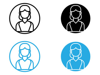 Female icon black and white vector outline sign