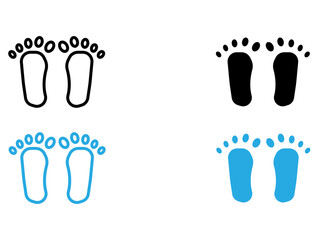 Footprints icon black and white vector outline sign
