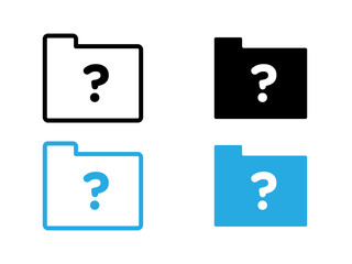 Folder with questionmark icon black and white vector outline sign