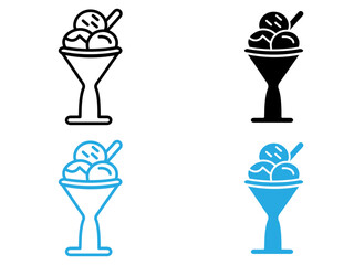 Gelato ice cream icon black and white vector outline sign