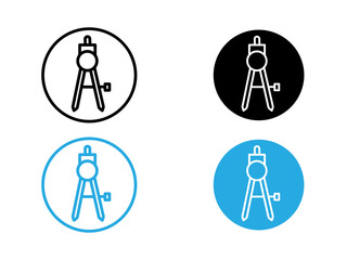 geometric compass icon black and white vector outline sign