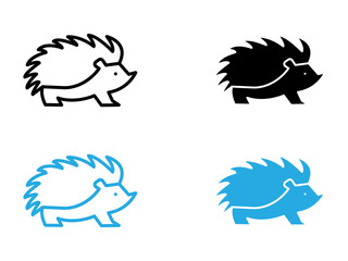 Hedgehog icon black and white vector outline sign