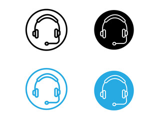 Helpdesk Headphone icon black and white vector outline sign