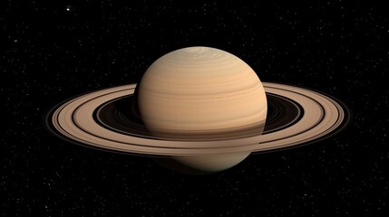 Saturn, planet with ring, 3D render planet with black space with stars background