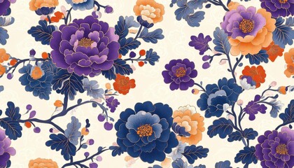 Chinoiserie floral patterns inspired by Chinese art