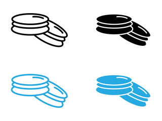 macarons icon black and white vector outline sign